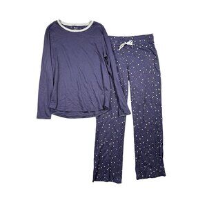 jijamas Women's Pajama Set Shooting Stars Navy Blue Pima Cotton Size Medium